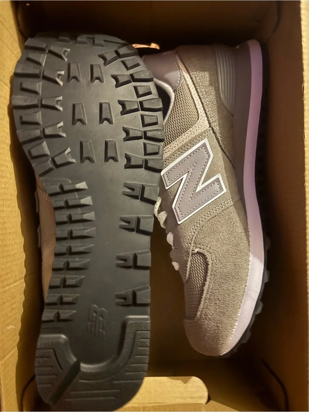 New Balance Taupe and Light Gray Suede Mesh Sneaker